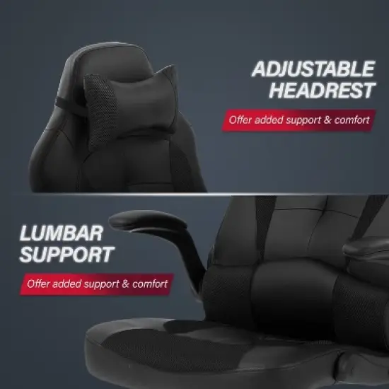 BestMassage Gaming Chair Computer Desk Chair with Lumbar Support Upholstery and Rolling Swivel Chair Base for PC Gaming and Executive Use image {4}