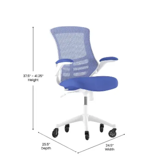 Flash Furniture Kelista Mid-Back Swivel Ergonomic Task Office Chair with Flip-Up Arms and Transparent Roller Wheels image {5}