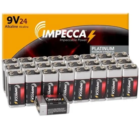 Impecca 9-Volt 24-Pack Alkaline Platinum Batteries (24-Cells) image {1}