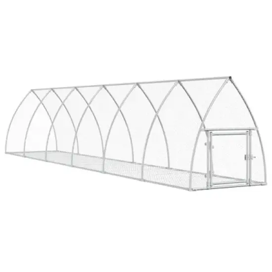 vidaXL Rabbit Hutch Bunny House Animal Enclosure Silver Galvanized Steel - 41.3" x 236.2" x 47.2" image {10}