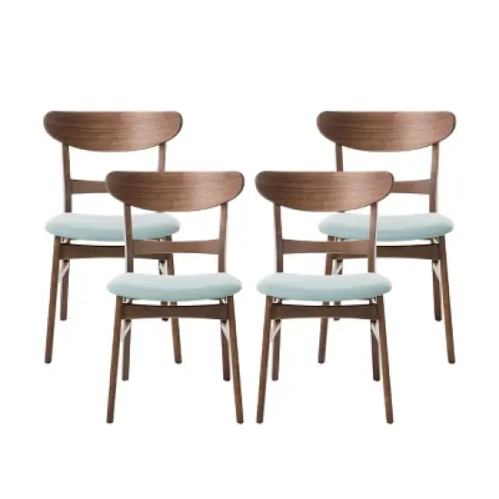 Christopher Knight Home Isador Mid Century Modern Upholstered Rubberwood Dining Chairs (Set of 4) image {11}