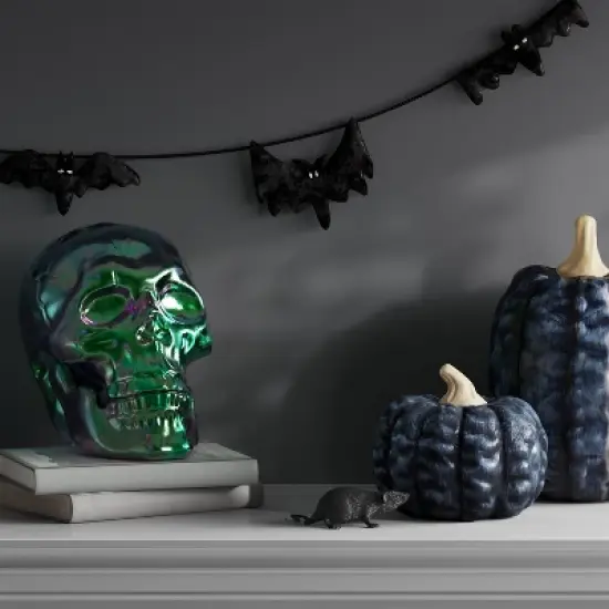 10" Large Plated Skull Halloween Decorative Prop - Hyde and EEK! Boutique&trade; image {1}