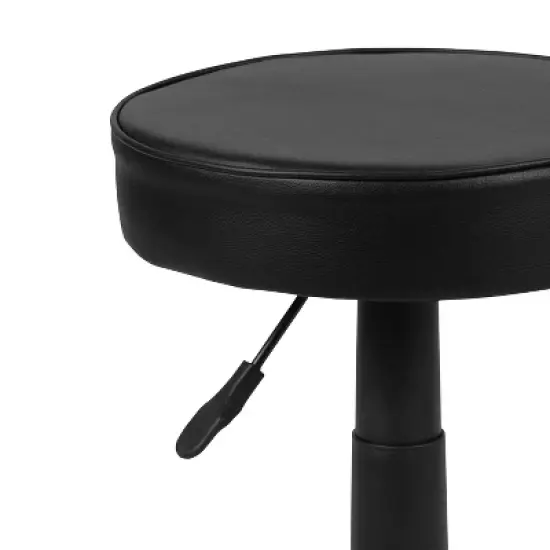 Emma and Oliver Black Adjustable Doctors Stool on Wheels with Ergonomic Molded Seat image {5}