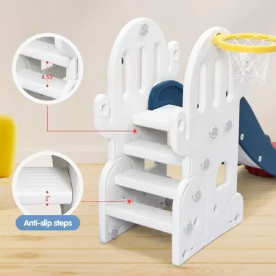 Ronipic 7 In 1 Toddler Slide and Swing Set Indoor Outdoor Playground with Slide Swing Climbing Basketball Soccer Golf Ring Toss for Ages 1-6,Green image {5}