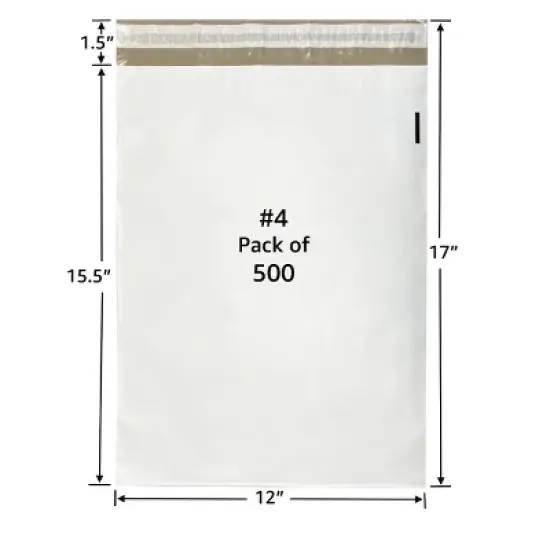 UOFFICE Pacl of 500 Poly Mailers Bags 12"x15.5" - #4 Envelopes with Self-Sealing Closure image {1}
