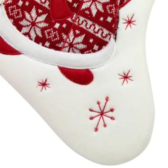 Northlight 17" White and Red "Welcome" Snowman Embroidered Christmas Stocking image {5}