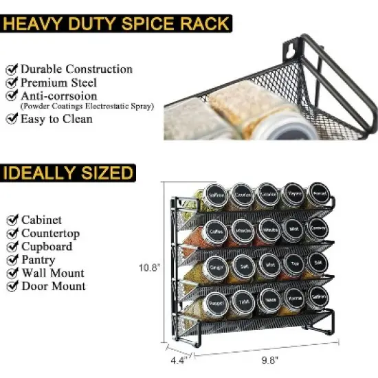 Spice Rack Organizer, Comes with 20-36 Jars and 386 Labels, for Cabinet, Countertop, Pantry or Wall Mount - SpaceAid&reg; image {5}