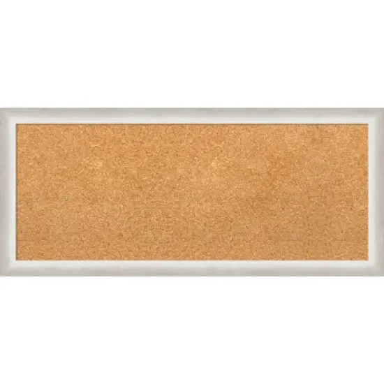 32"x14" Two Tone Wood Frame Natural Cork Board Silver - Amanti Art: Wall Mount, Bulletin Board, Message Center image {10}