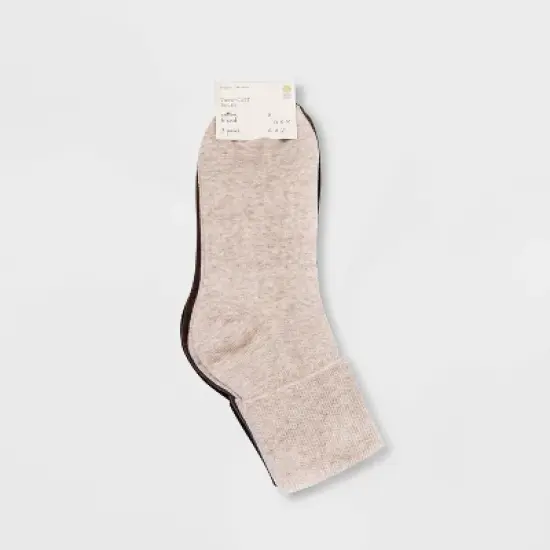 Women's Mary Jane Fold Over Cuff 3pk Crew Socks - A New Day&trade; Heather 4-10 image {1}