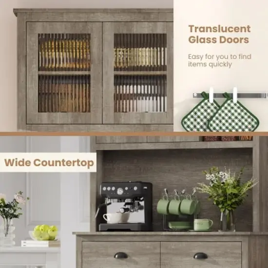 Whizmax Pantry with Drawers and Adjustable Shelves, 71&iexcl;&plusmn;Tall Freestanding Kitchen Pantry with Microwave Stand, Hutch Cabinet for Kitchen, Dining Room image {3}