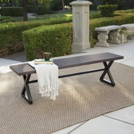 Christopher Knight Home Rolando Outdoor 63" Aluminum Dining Bench image {8}