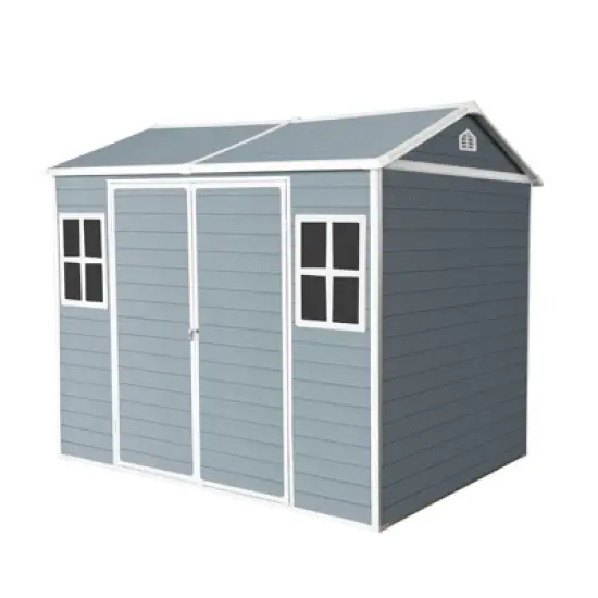 Outdoor Storage Shed, Resin Sheds and Outdoor Storage with Lockable Door, Double Windows and Floor, All Weather Outdoor Tool House for Patio Garden image {2}