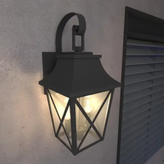Gulches Outdoor Wall Lights - Black Industrial Lanterns & Sconces with Glass for Porch, Patio, and Garage (16.5-Inch & Large Options) image {4}