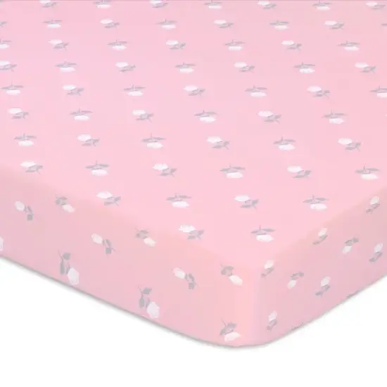 The Peanutshell Fitted Playard Sheets - Pink Roses and Ditsy Floral - 2pk image {1}