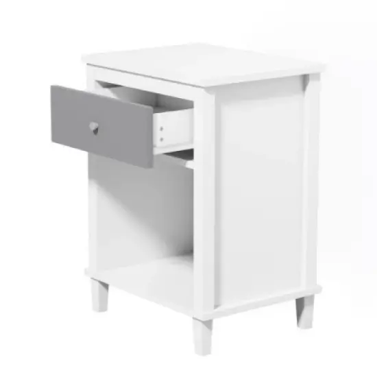Organnice White Shelf Drawer Nightstand image {1}