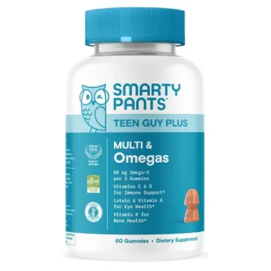 SmartyPants Teen Guy Plus Multivitamin & Omegas Gummies with Vitamins C, D3, B12 & Zinc - 60ct image {13}