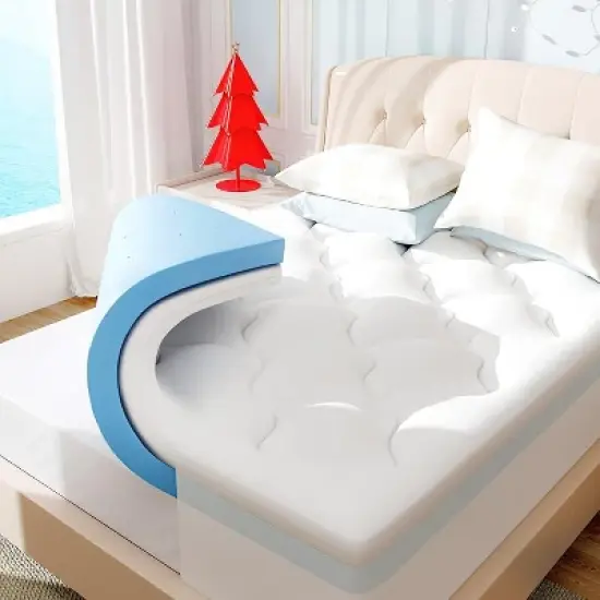 Vipbear 4 '' double-layer memory foam mattress top, cooling gel memory foam and top mattress, cooling and comfortable, suitable for 8-20 inch pockets image {5}