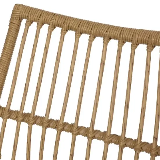 2pc Caryl Outdoor Faux Wicker Chair & Side Table Set with Cushion, UV Protection - Christopher Knight Home image {2}