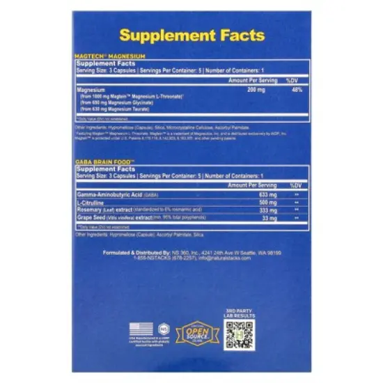 Natural Stacks Sleep Stack, 2 Bottles, 15 Vegetarian Capsules Each image {1}