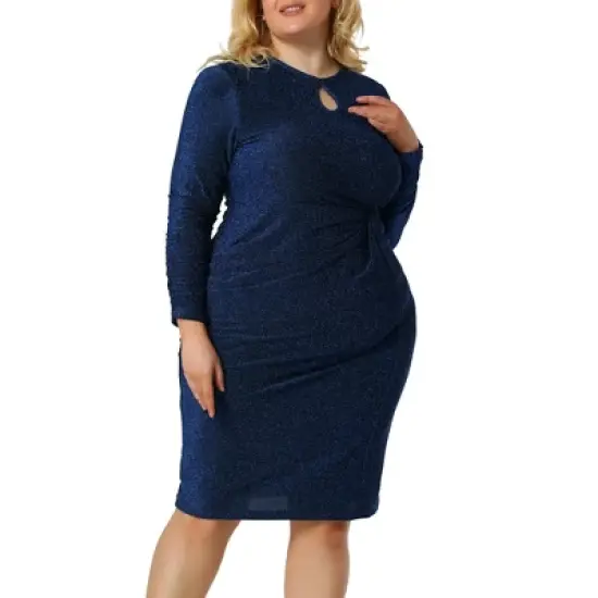 Agnes Orinda Women's Plus Size Party Glitter Cocktail Sequin Midi Bodycon Dress image {8}