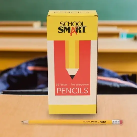 School Smart No 2 Pencils, Pre-Sharpened, Hexagonal with Latex-Free Erasers, Pack of 96 image {5}
