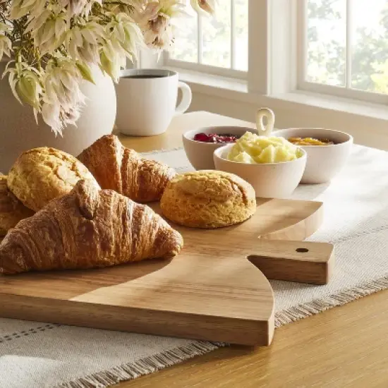 Angled Paddle Serving Board Brown - Threshold&trade; designed with Studio McGee: Rubberwood Tray with Handles, FSC Certified image {1}