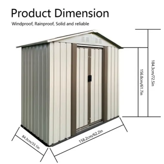 MOEPISY Outdoor Storage Garden Shed 5FTx3FT Apex Roof White image {4}