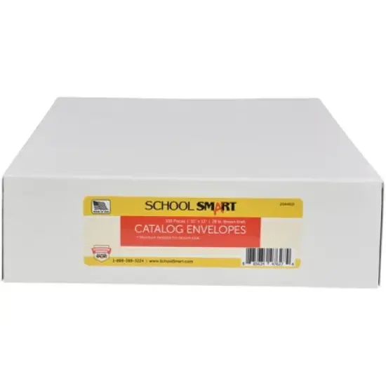 School Smart No Clasp Envelopes with Gummed Flap, 10 x 13 Inches, Kraft Brown, Box of 100 image {6}