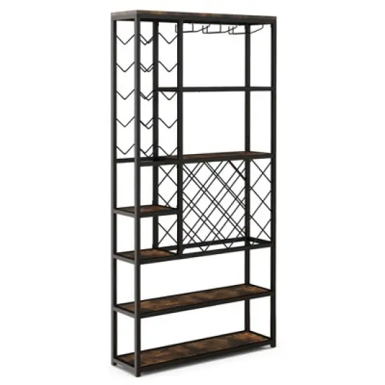 Costway Industrial Wine Rack Multi-purpose Freestanding Bakers Rack with Glass Holder image {9}