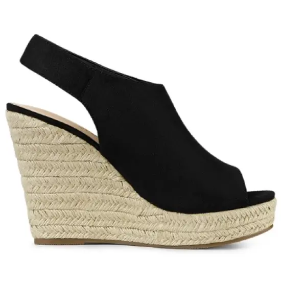 Allegra K Women's Espadrille Platform Heeled Wedges Sandals image {5}