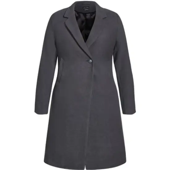 Women's Plus Size Effortless Chic Coat - Charcoal | CITY CHIC image {4}