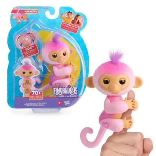 Fingerlings 2023 NEW Interactive Baby Monkey Reacts to Touch 70+ Sounds & Reactions Harmony Pink image {6}