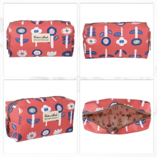 Unique Bargains Women's Durable Printed Makeup Bag Red 1 Pc image {5}