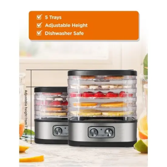 COMMERCIAL CHEF Food Dehydrators with BPA-Free Trays, Adjustable Thermostat, for Making Jerky, Dried Fruit, Vegetables & More image {2}