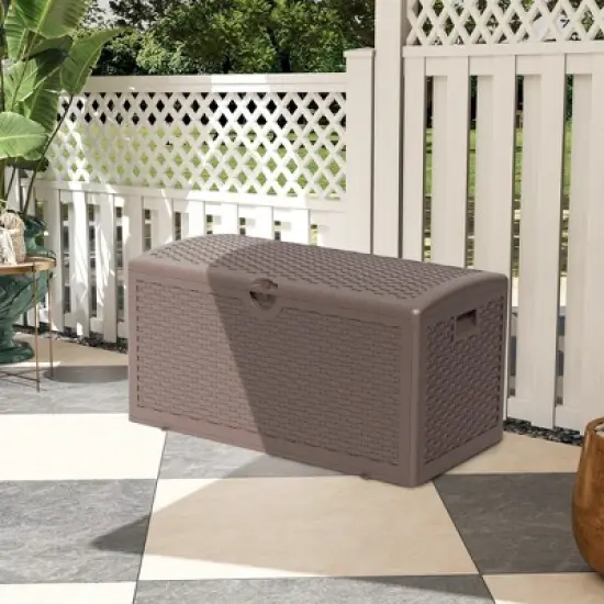 Decksplore 80 Gallon Outdoor Storage Box Deck Box Indoor Outdoor Use, Waterproof Resin Storage Bin image {12}
