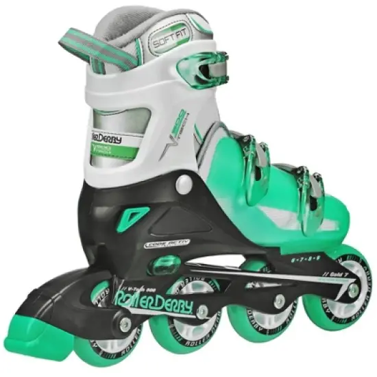 Roller Derby Kids' V-Tech 500 Adjustable Inline Skates - Mint/Green/White (6-9) image {1}