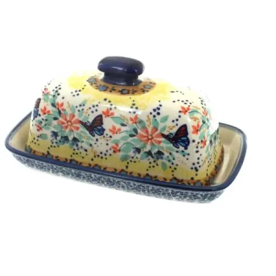Blue Rose Polish Pottery M074 Manufaktura Butter DIsh image {2}