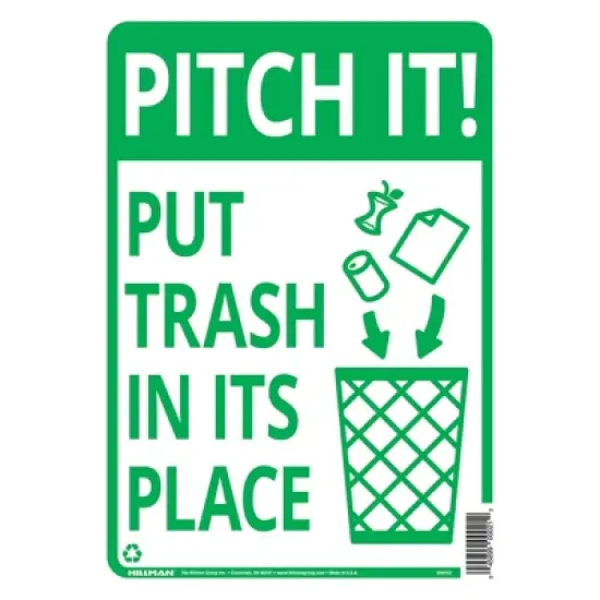 Hillman English White Garbage Sign 14 in. H X 10 in. W - Case of 6 image {1}