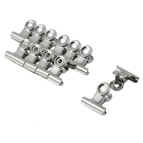 Unique Bargains Silver Tone 12 PCS Metal Office Paper Binder Clips 20mm image {3}