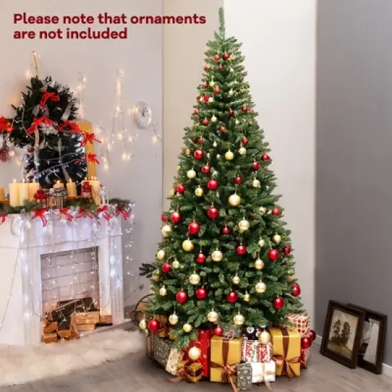 Costway 8 FT Pre-Lit Artificial Christmas Tree with 360 Warm White LED Lights Metal Stand image {3}