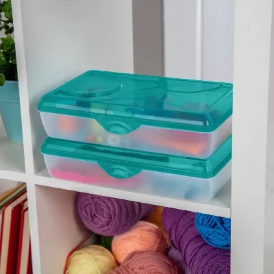 Sterilite School Supply Pencil Box - Blue: Plastic Desk Organizer, Molokai Blue Tint, Back to School, 11.5" x 7.625" x 2.875" image {3}