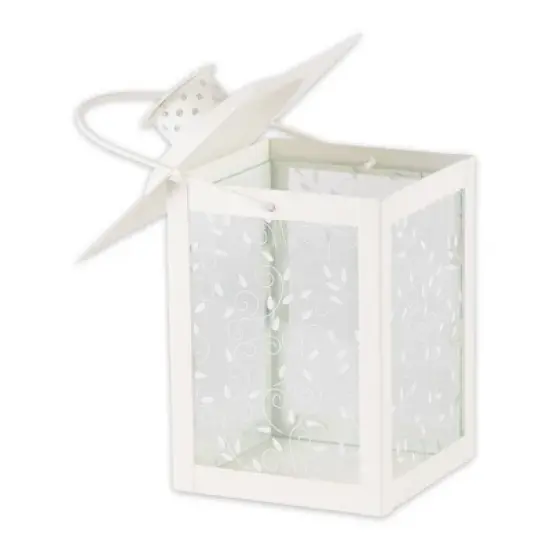 8" Glass Outdoor Lantern White - Zingz & Thingz: Indoor/Outdoor Decorative Candle Holder image {1}