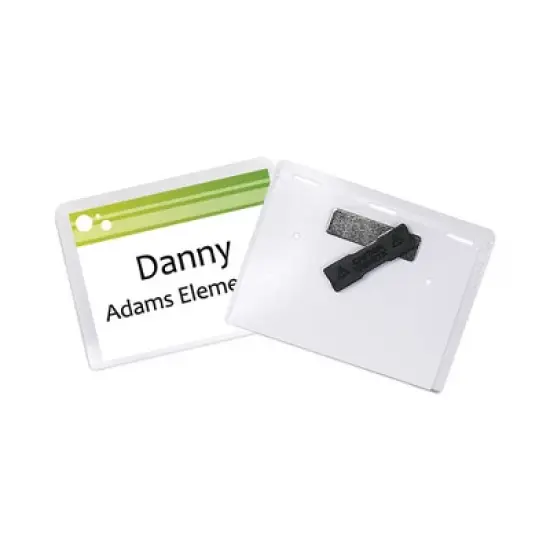 C-Line Magnetic Name Badge Holder Kit, Horizontal, 4w x 3h, Clear, 20/Box image {1}