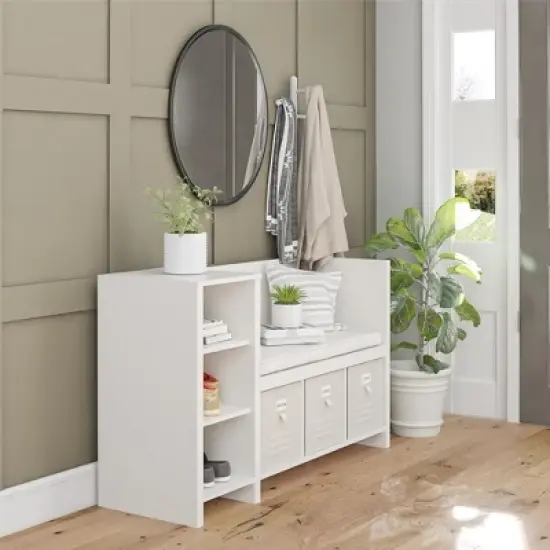 RealRooms Jocelyn Storage Bench and Coat Rack image {3}