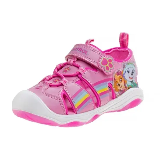 Paw Patrol Everest Skye Light up Summer Sandals - Hook&Loop Adjustable Strap Closed Toe Sandal Water Shoe - Pink (sizes 6-12 Toddler / Little Kid) image {7}