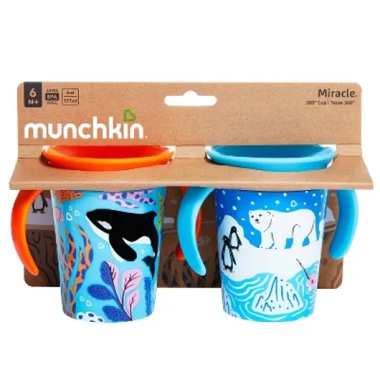 Munchkin Miracle 360 Wildlove Sippy Cup 6oz - 2pk - Polar Bear/Orca image {4}