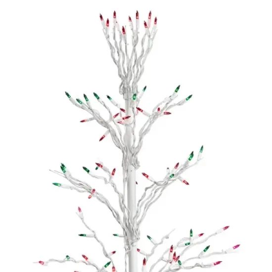 Northlight 6' Prelit Artificial Christmas Tree White Lighted Cascade Twig Outdoor Decoration - Multi-Color Lights image {7}