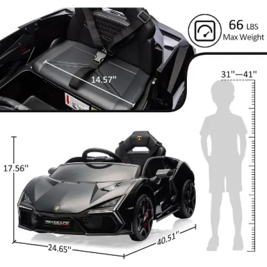 12V Ride On Car for Kids, Licensed Lamborghini Revuelto Electric Vehicle, Battery Powered Sports Car Toy for Boys & Girls image {6}