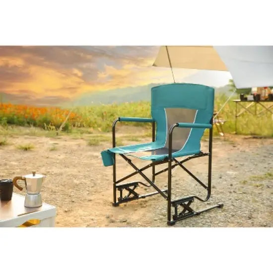 PAGED Camping Chairs with Solid Armrests and Drink Holder,Outdoor Portable Chairs with Comfortable Backrest,Folding Rocking Chair for Lawn image {1}