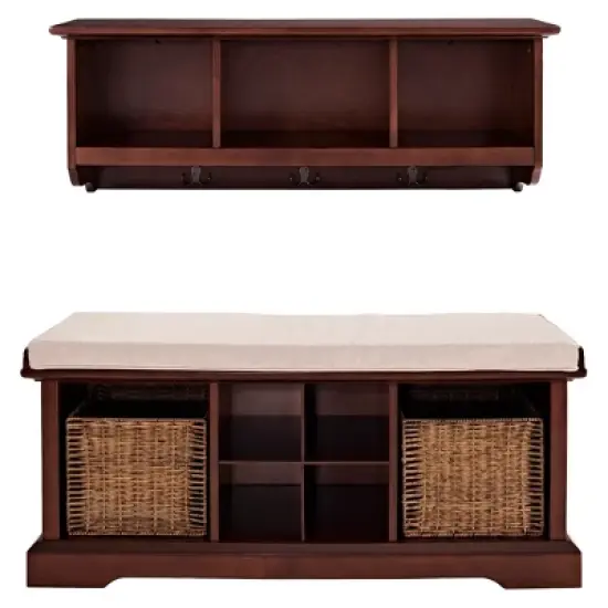 2pc Brennan Entryway Bench and Shelf Set - Crosley image {6}